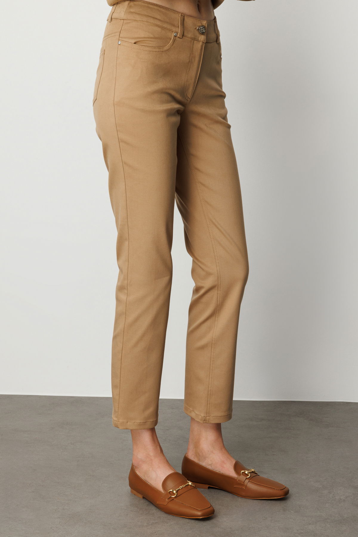 Ekol Kadın Yüksek Bel Dar Paça Pantolon 1061 Camel - 3