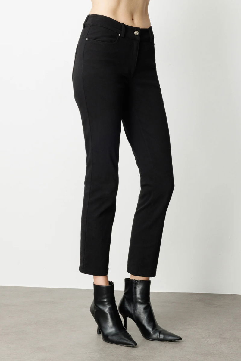 Ekol Kadın Yüksek Bel Dar Paça Pantolon 1061 Siyah - 3