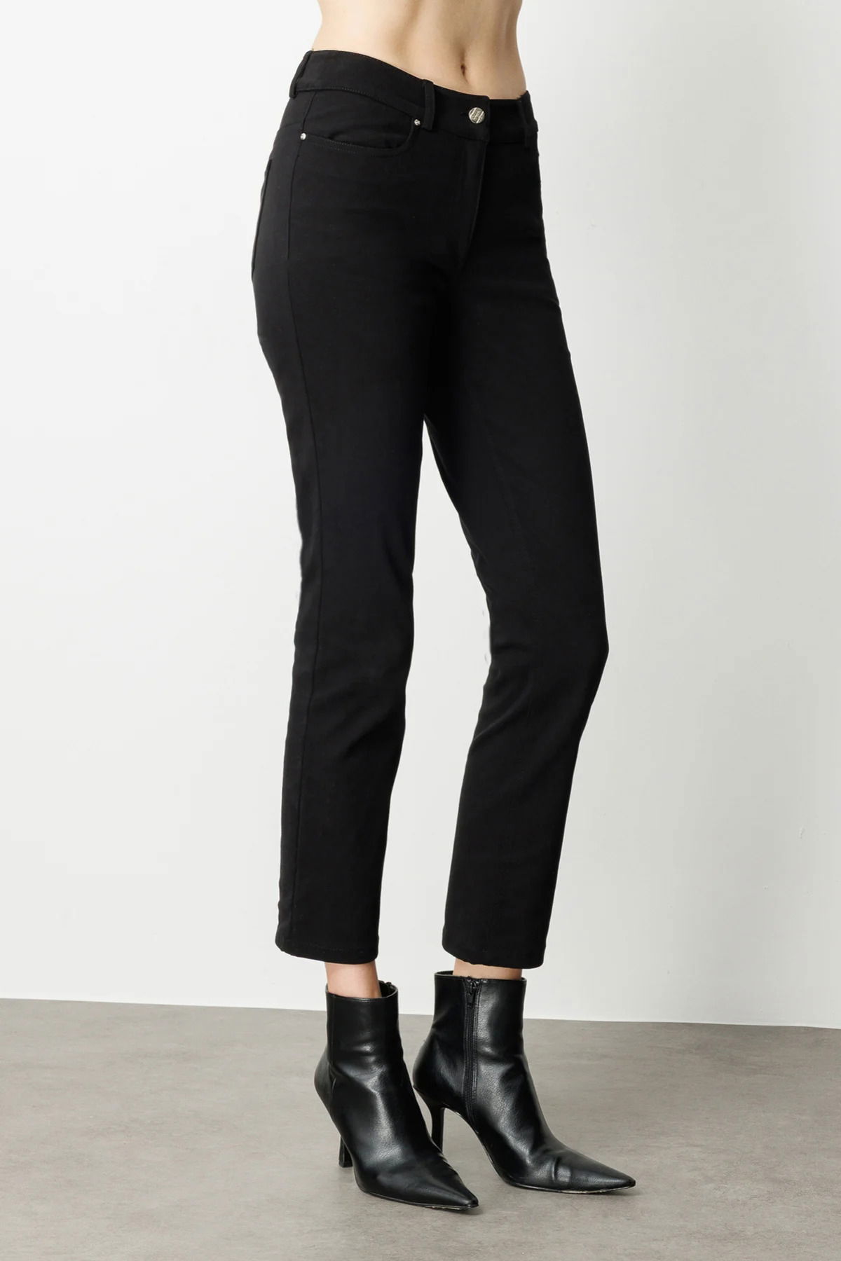 Ekol Kadın Yüksek Bel Dar Paça Pantolon 1061 Siyah - 3