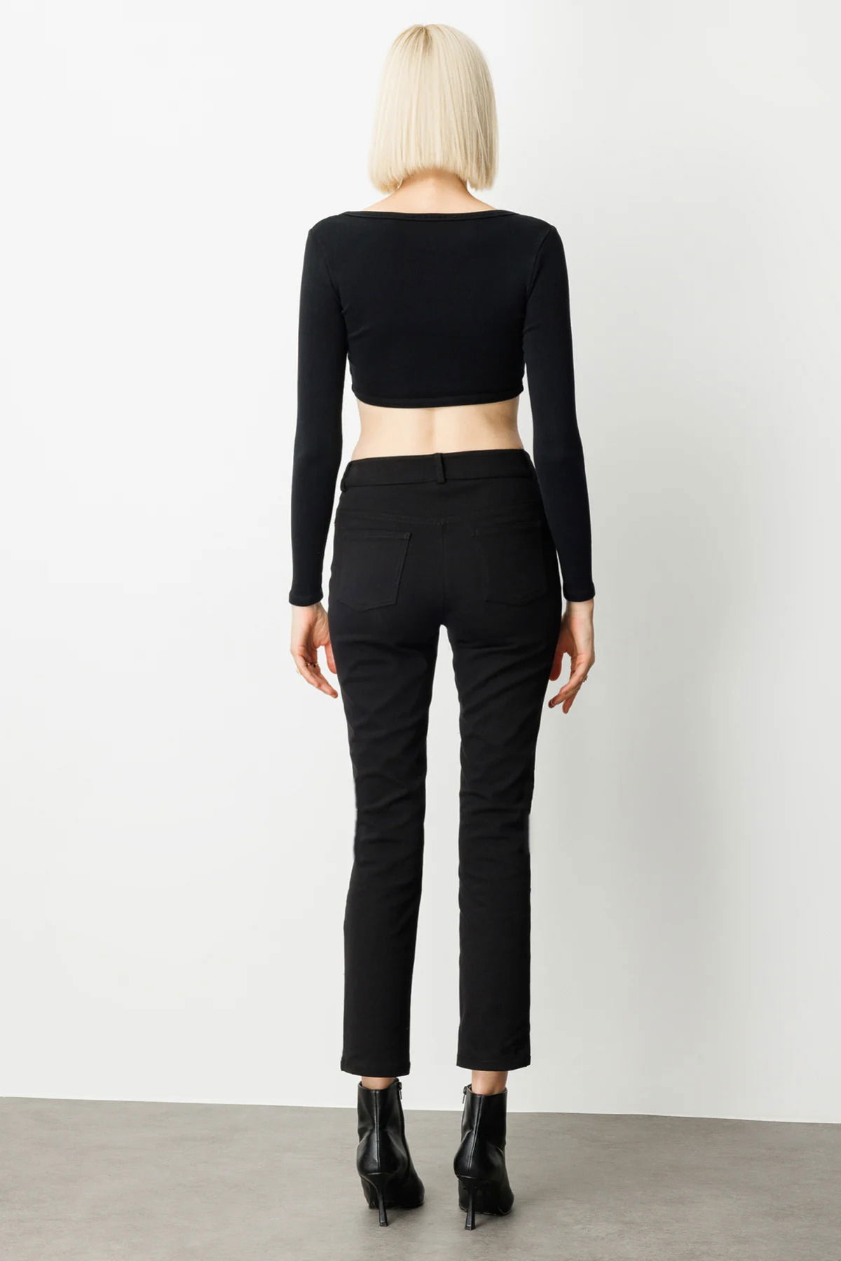 Ekol Kadın Yüksek Bel Dar Paça Pantolon 1061 Siyah - 4