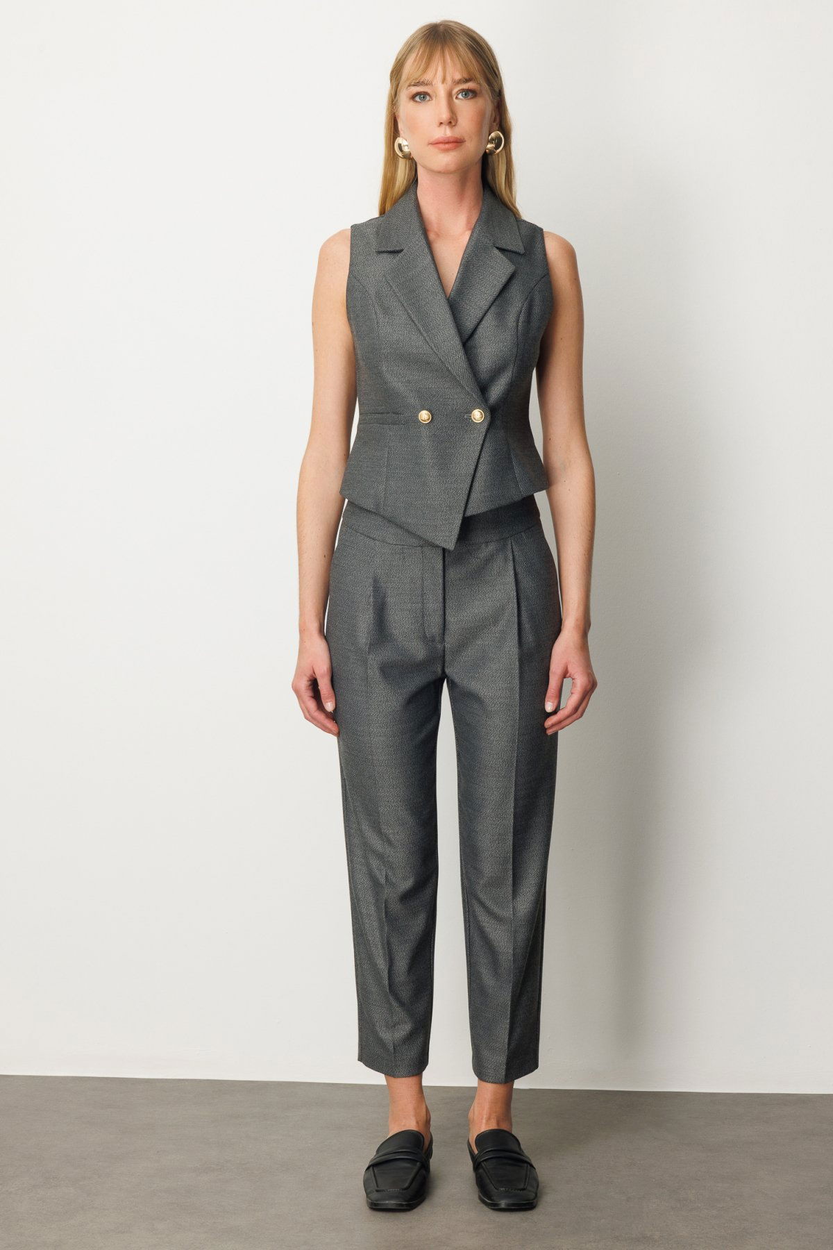 Ekol Kadın Yüksek Bel Dar Paça Pantolon 5055 Antrasit - 1