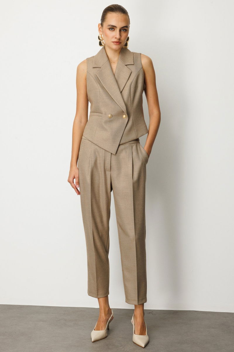 Ekol Kadın Yüksek Bel Dar Paça Pantolon 5055 Gold - Ekol