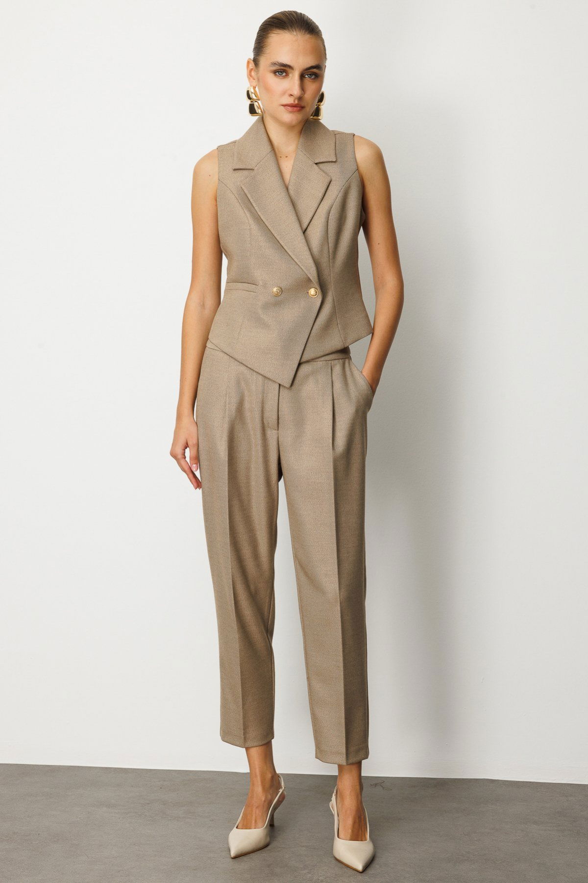 Ekol Kadın Yüksek Bel Dar Paça Pantolon 5055 Gold - 1