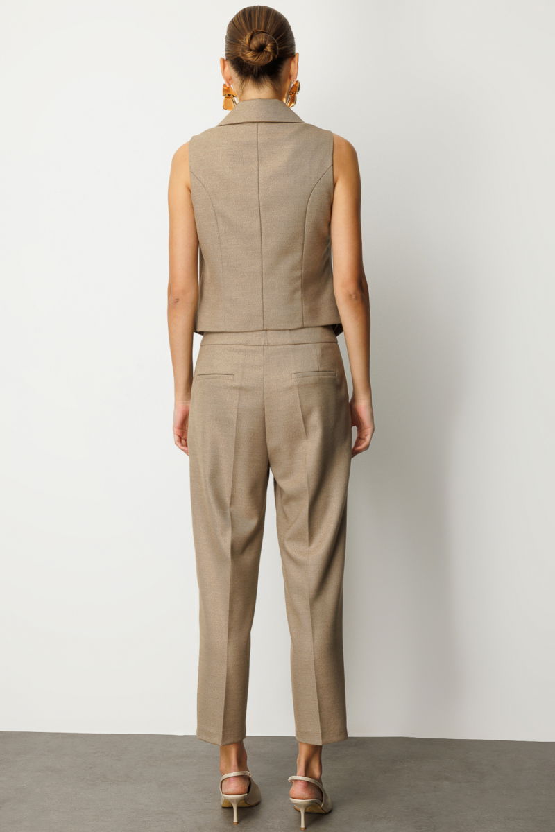 Ekol Kadın Yüksek Bel Dar Paça Pantolon 5055 Gold - 4