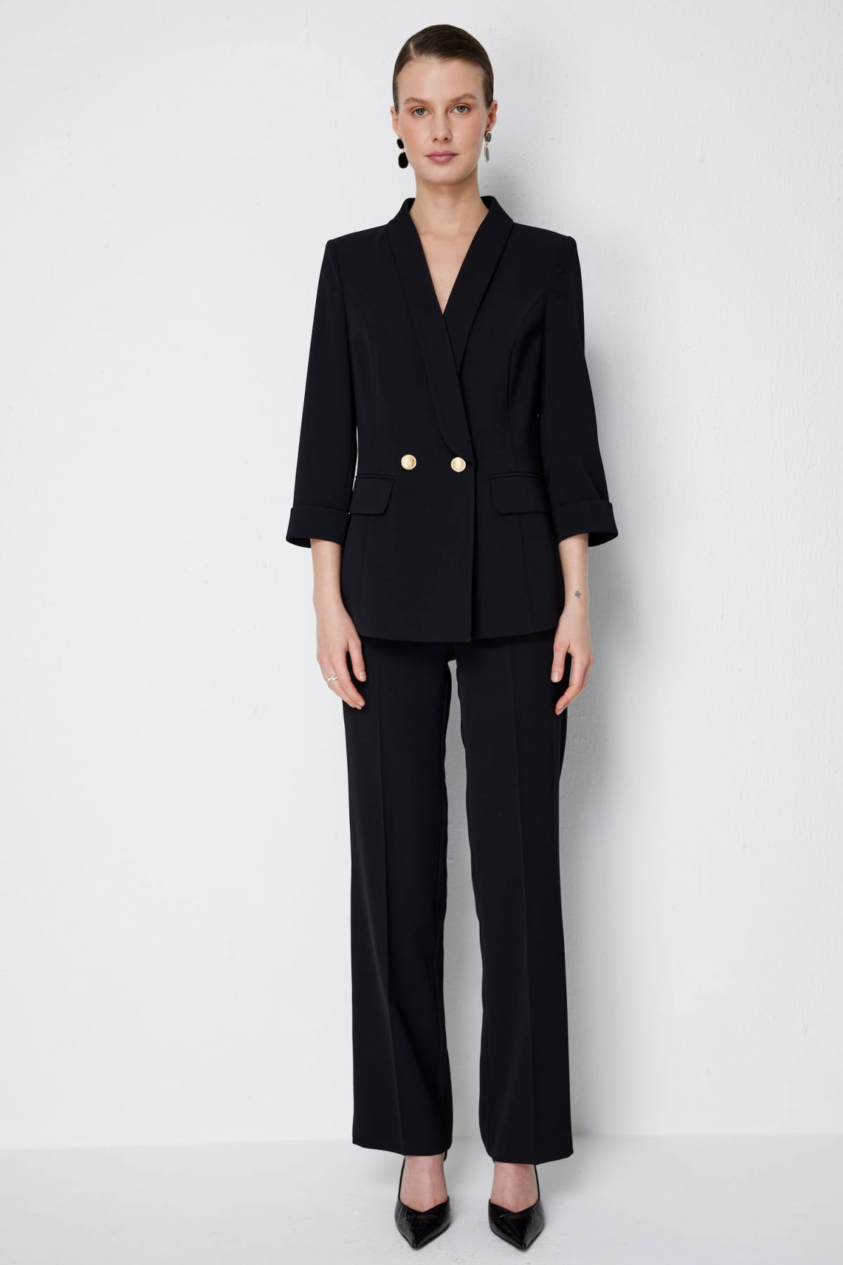 Ekol Kadın Yüksek Bel Düz Kesim Pantolon 1108 Siyah - 1