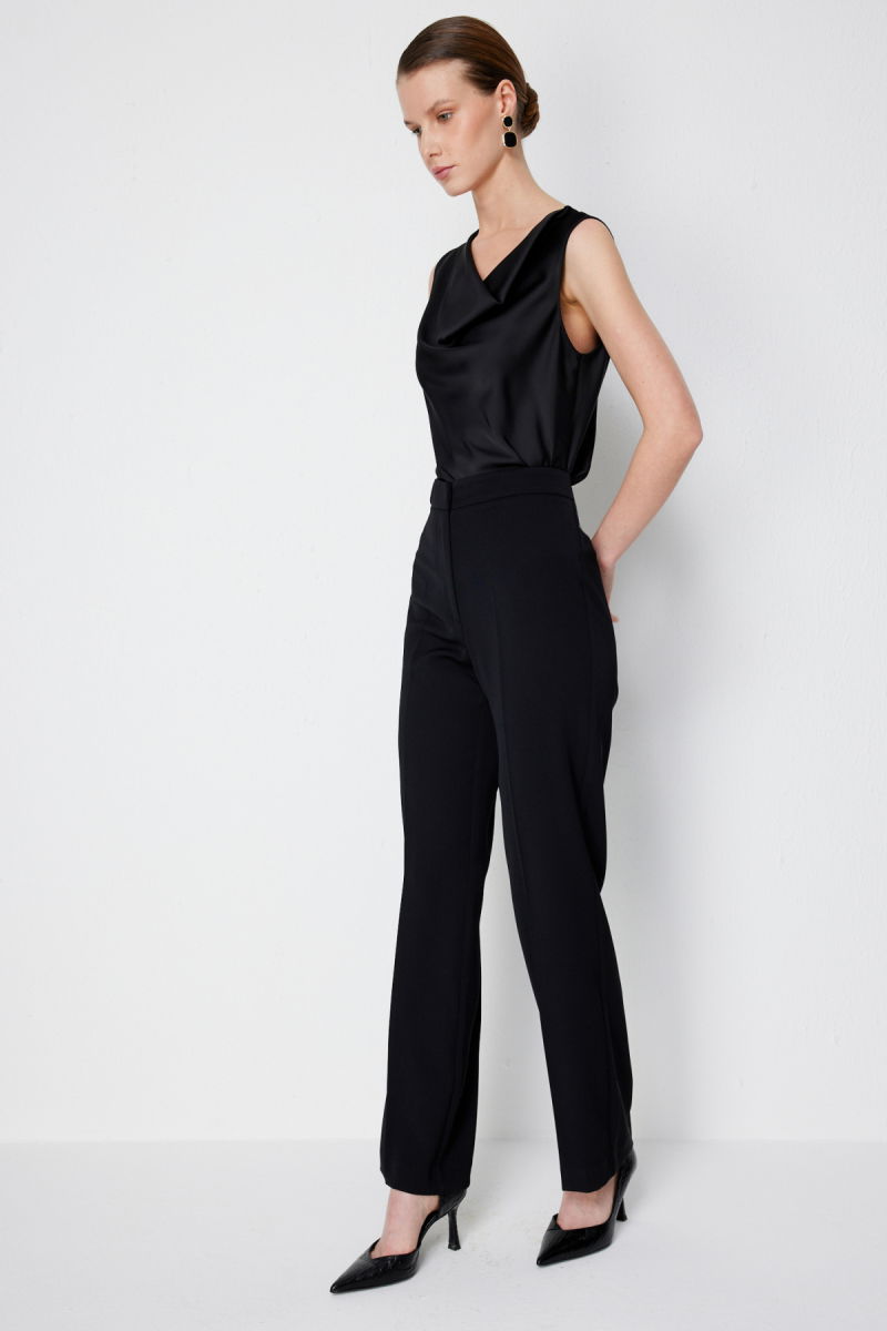 Ekol Kadın Yüksek Bel Düz Kesim Pantolon 1108 Siyah - 3