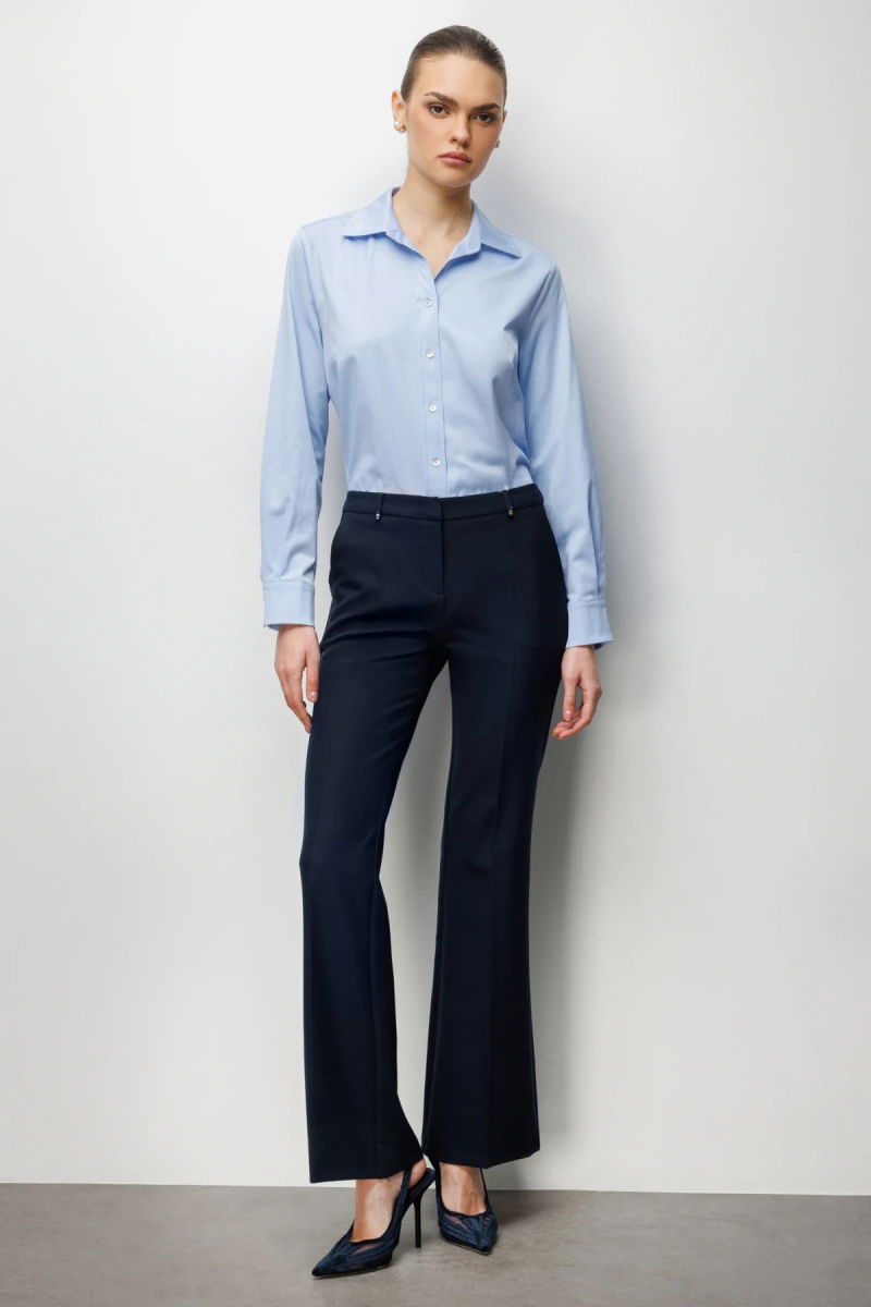 Ekol Kadın Yüksek Bel İspanyol Paça Pantolon 4004 Lacivert - Ekol