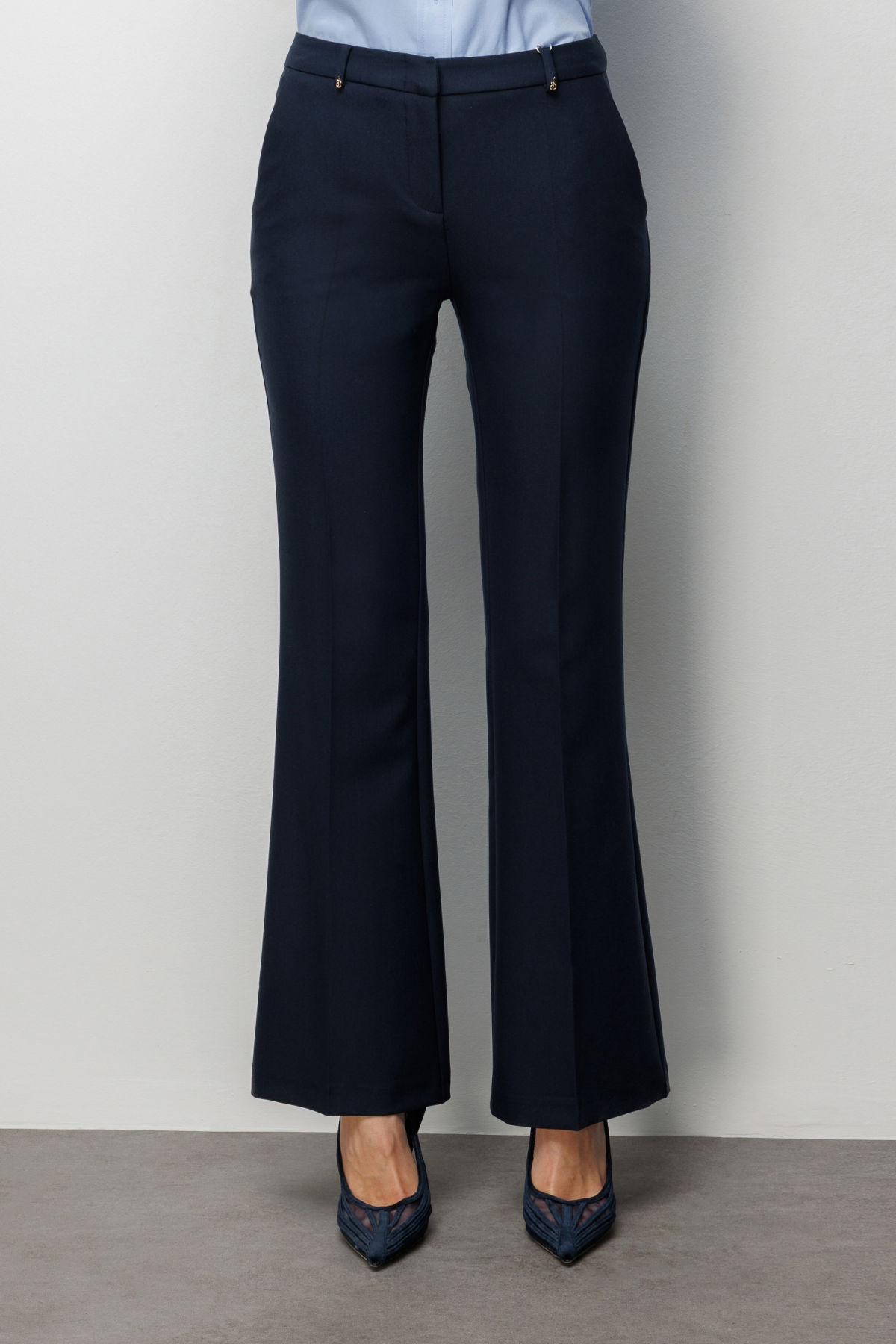Ekol Kadın Yüksek Bel İspanyol Paça Pantolon 4004 Lacivert - 3