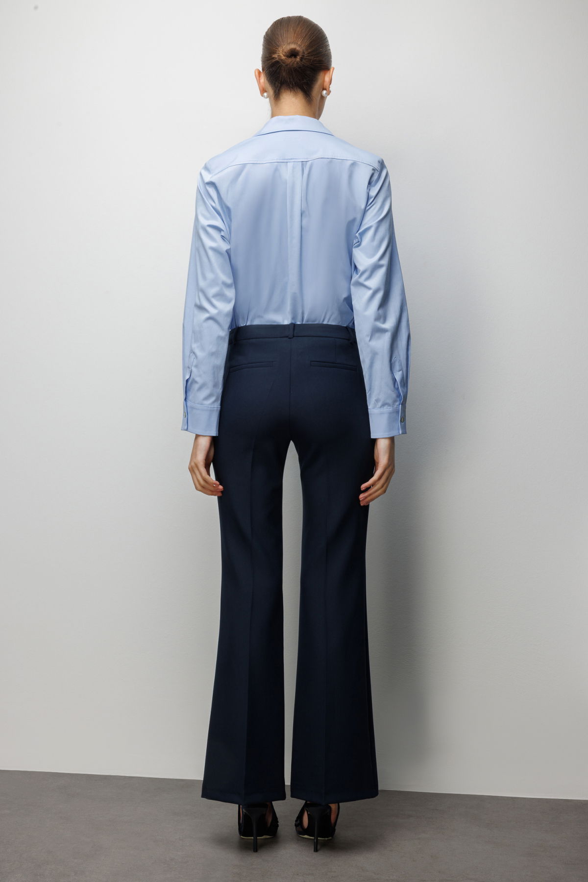 Ekol Kadın Yüksek Bel İspanyol Paça Pantolon 4004 Lacivert - 4