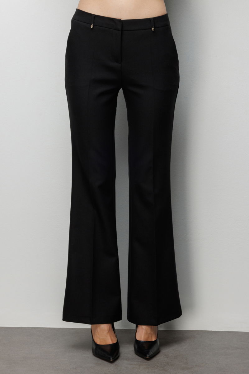 Ekol Kadın Yüksek Bel İspanyol Paça Pantolon 4004 Siyah - 3