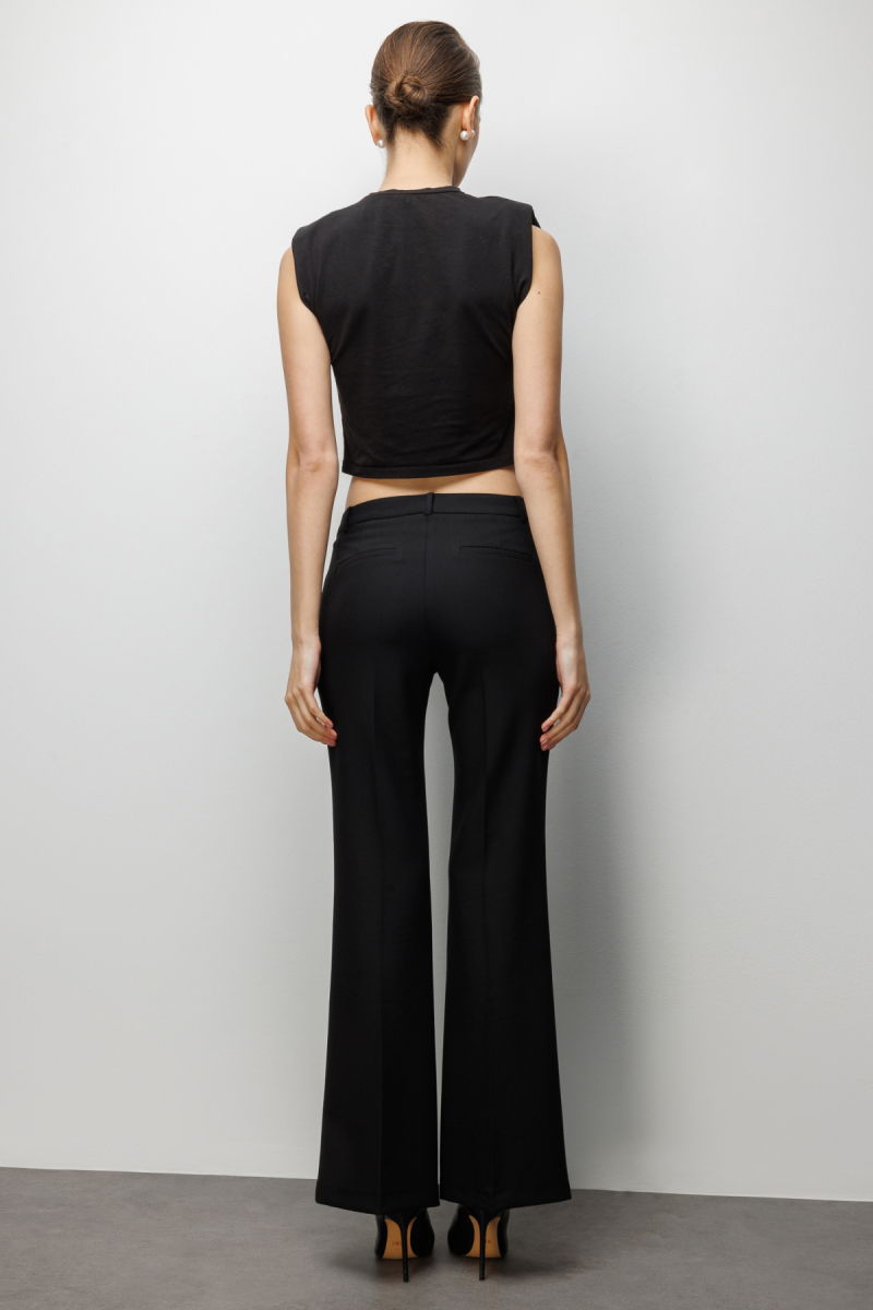 Ekol Kadın Yüksek Bel İspanyol Paça Pantolon 4004 Siyah - 4