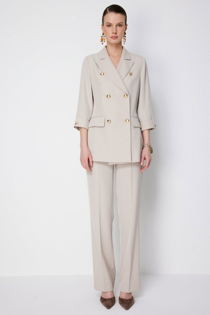 Ekol Kadın Yüksel Bel Düz Kesim Pantolon 1126 Kum - Ekol