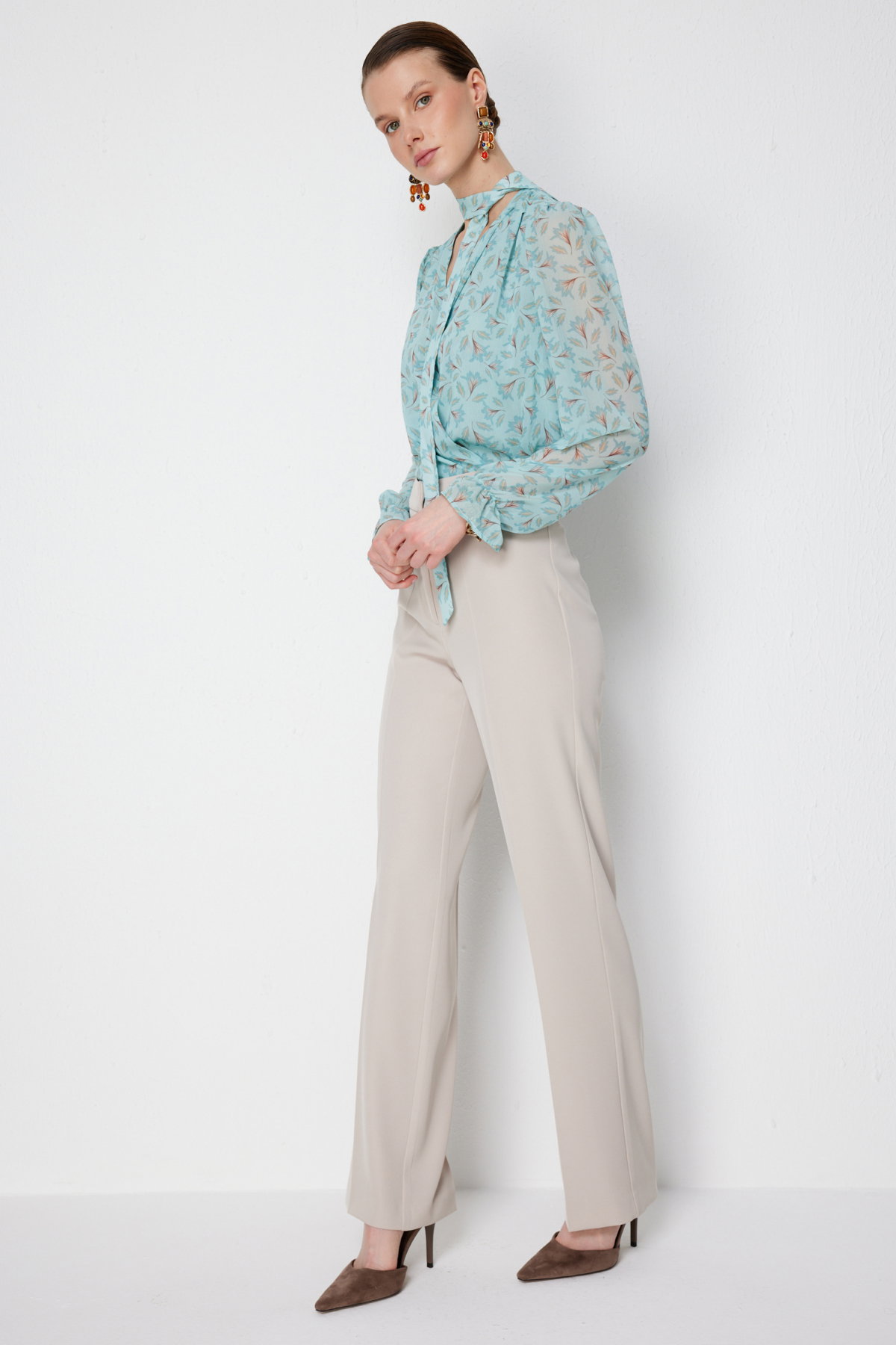 Ekol Kadın Yüksel Bel Düz Kesim Pantolon 1126 Kum - 3