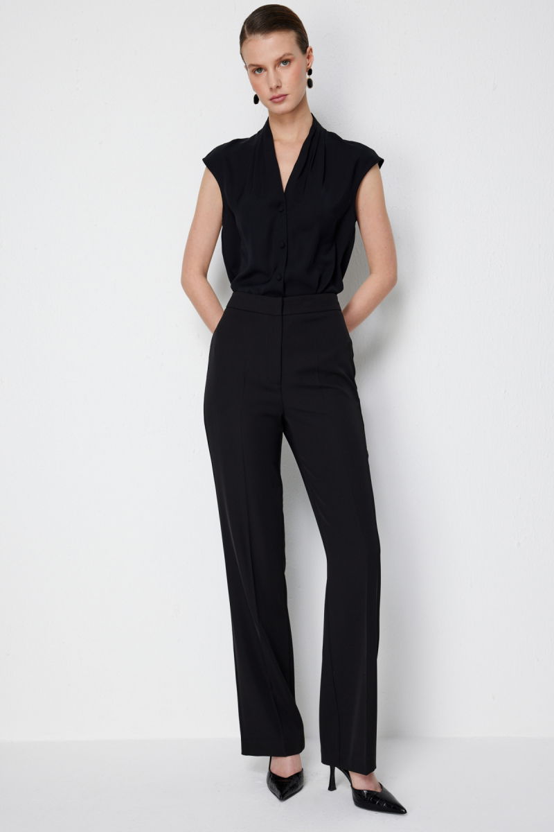 Ekol Kadın Yüksel Bel Düz Kesim Pantolon 1126 Siyah - 3