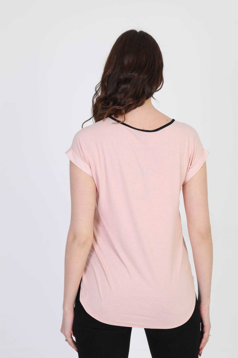 Ella Camelia Kadın Çiçek Desenli Bluz 5010065 Pudra - 5