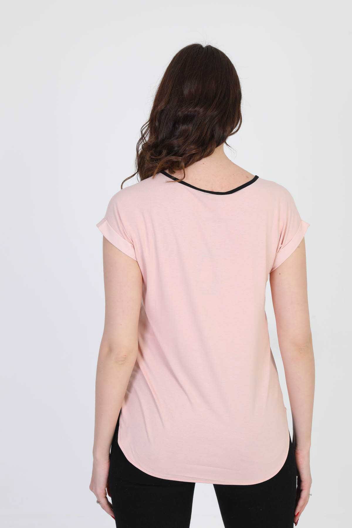 Ella Camelia Kadın Çiçek Desenli Bluz 5010065 Pudra - 5