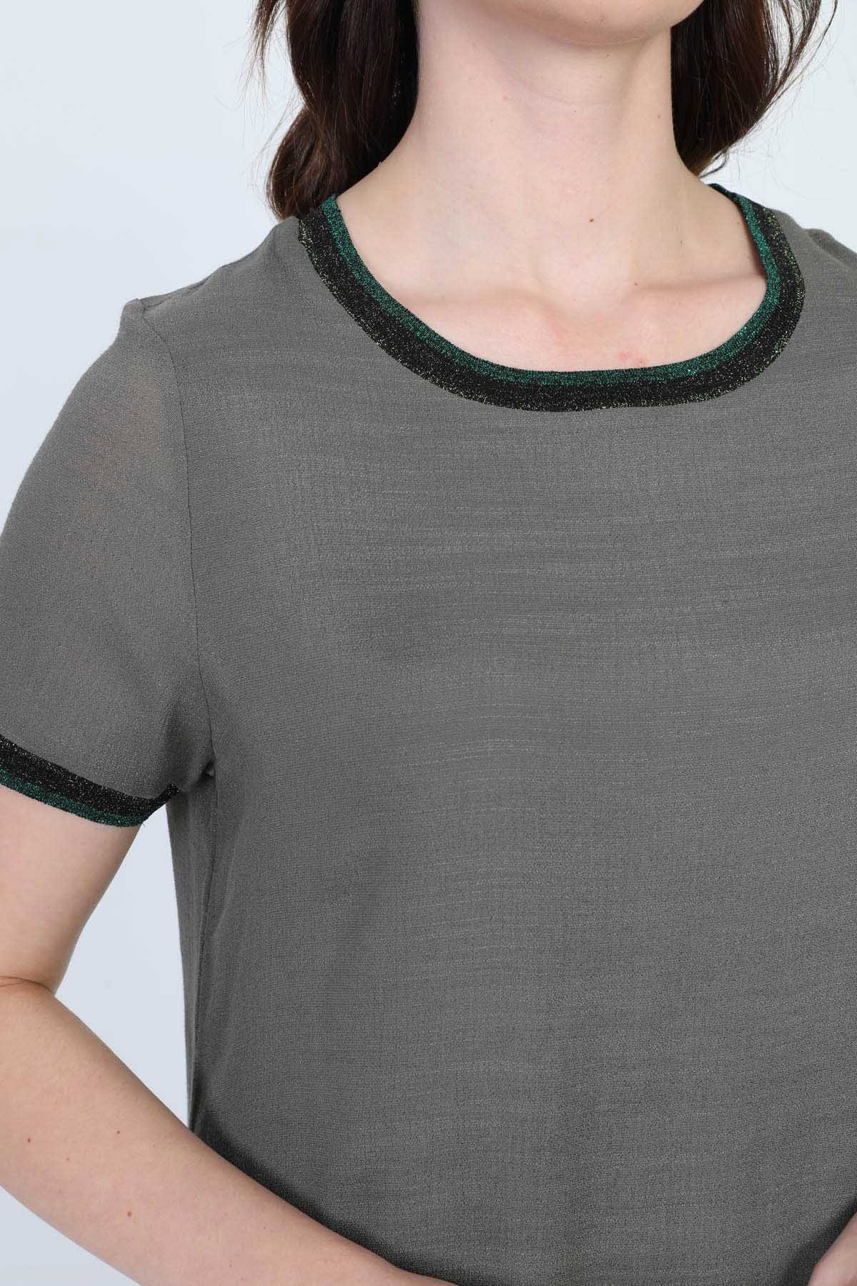 Ella Camelia Kadın Kol ve Omuz Detaylı Elbise 5012101 Haki - 5