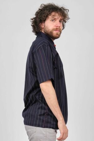 Ennio Muracchini Erkek Cep Detaylı Çizgili Polo Yaka T-Shirt 1197330 Lacivert - 4