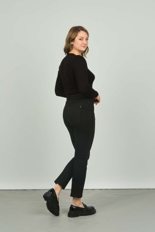Ercan Akdeniz Kadın Bilek Boy Yüksek Bel Pantolon 2032 Siyah - 4