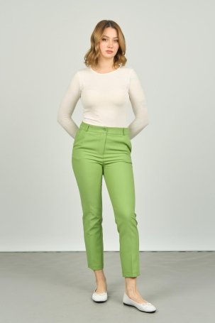 FA Pantolon Kadın Bilek Boy Çift Cep Dar Kalıp Pantolon 7001 Fıstık Yeşili - 1