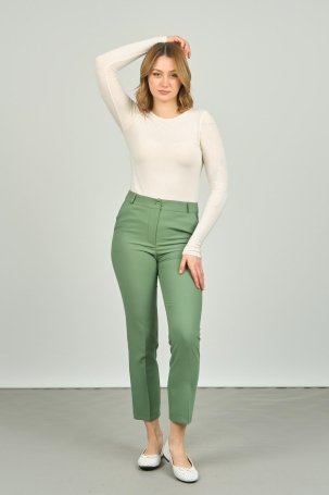 FA Pantolon Kadın Bilek Boy Çift Cep Dar Kalıp Pantolon 7001 Yeşil - 1