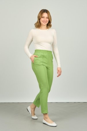 FA Pantolon Kadın Bilek Boy Önden Çizgi Dikişli Dar Kalıp Pantolon 6000 Fıstık Yeşili 