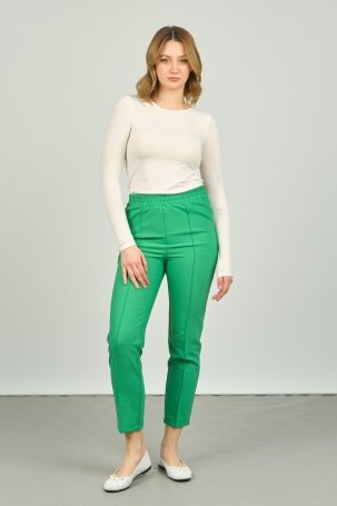 FA Pantolon Kadın Bilek Boy Önden Çizgi Dikişli Dar Kalıp Pantolon 6000 Yeşil - 1