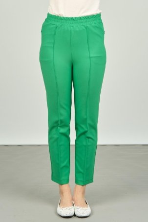 FA Pantolon Kadın Bilek Boy Önden Çizgi Dikişli Dar Kalıp Pantolon 6000 Yeşil - 3