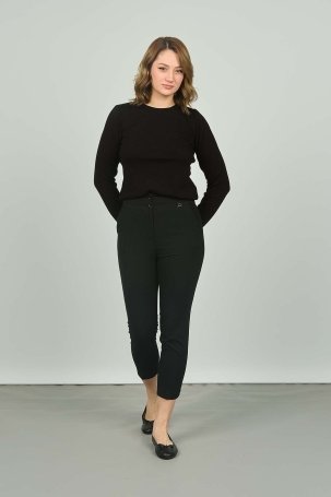 F&A Tekstil Kadın Dar Paça Normal Bel Pantolon 7308 Siyah - 1