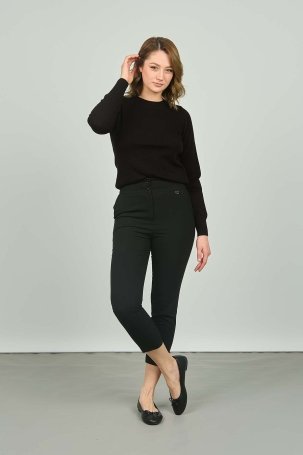 F&A Tekstil Kadın Dar Paça Normal Bel Pantolon 7308 Siyah - 3