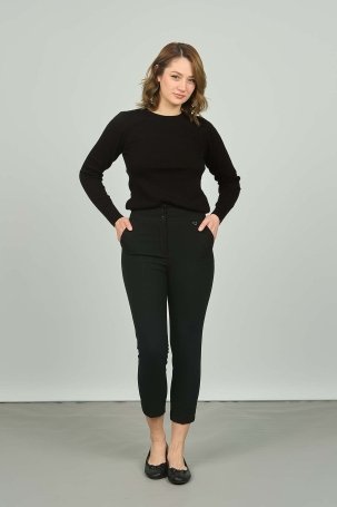 F&A Tekstil Kadın Dar Paça Normal Bel Pantolon 7308 Siyah - 4