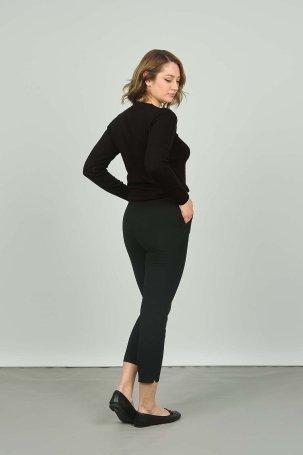 F&A Tekstil Kadın Dar Paça Normal Bel Pantolon 7308 Siyah - 5