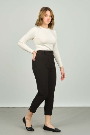 F&A Tekstil Kadın Yüksek Bel Pantolon 7209 Siyah - 1