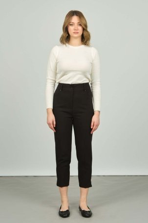 F&A Tekstil Kadın Yüksek Bel Pantolon 7209 Siyah - 3