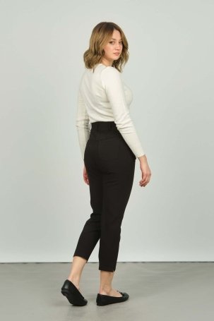F&A Tekstil Kadın Yüksek Bel Pantolon 7209 Siyah - 4
