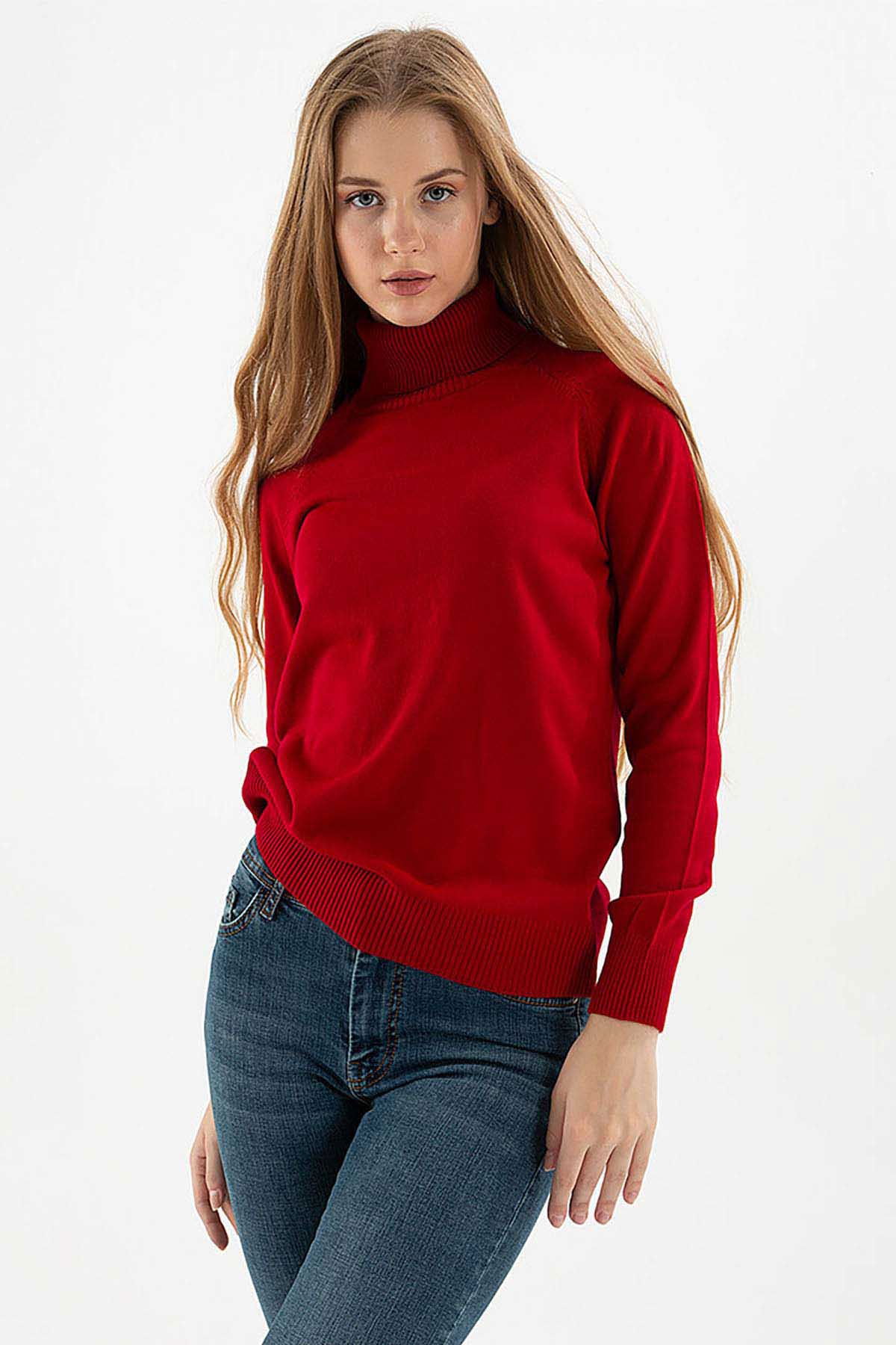 Fashion Friends Kadın Balıkçı Yaka Kazak 23K0401K1 Bordo - 1