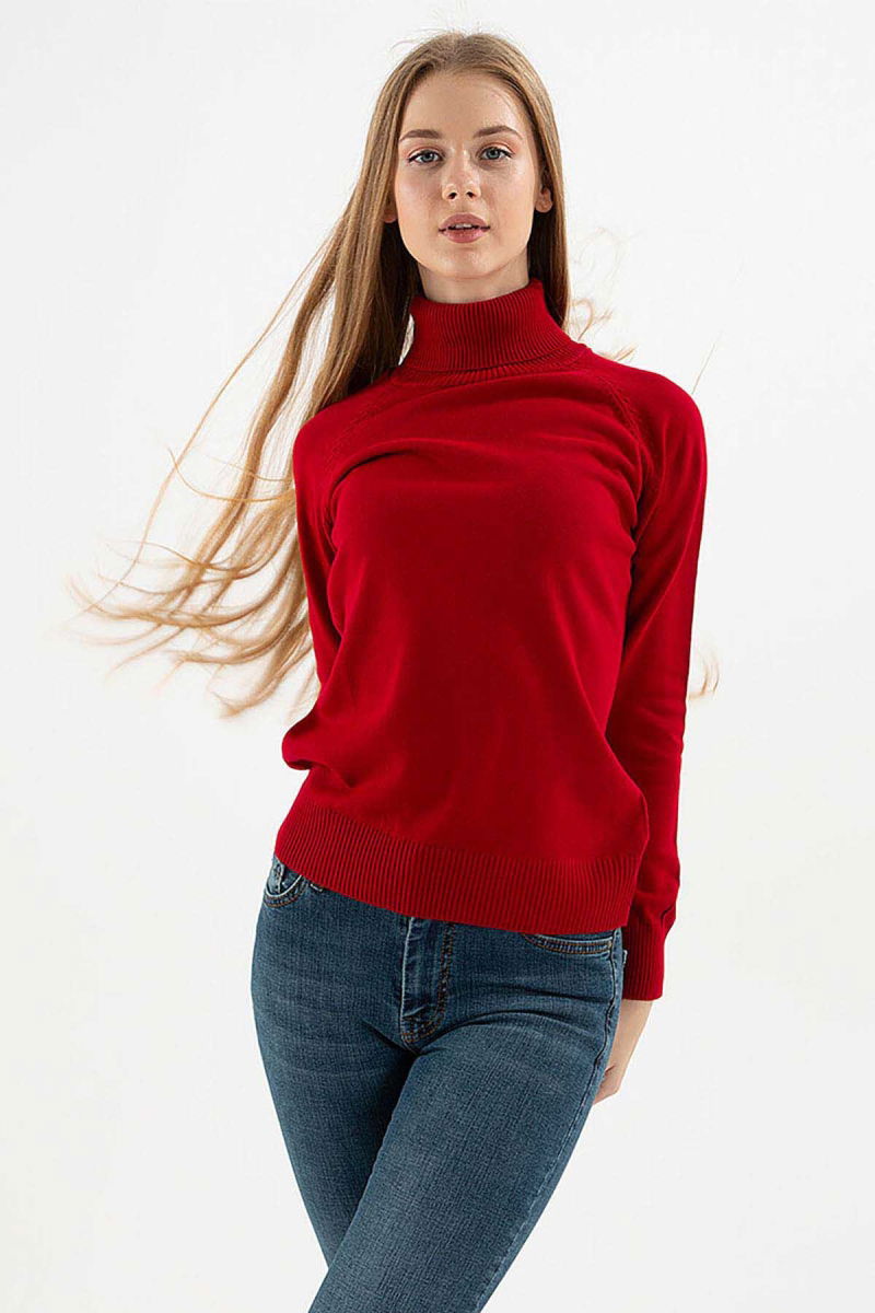 Fashion Friends Kadın Balıkçı Yaka Kazak 23K0401K1 Bordo - 2