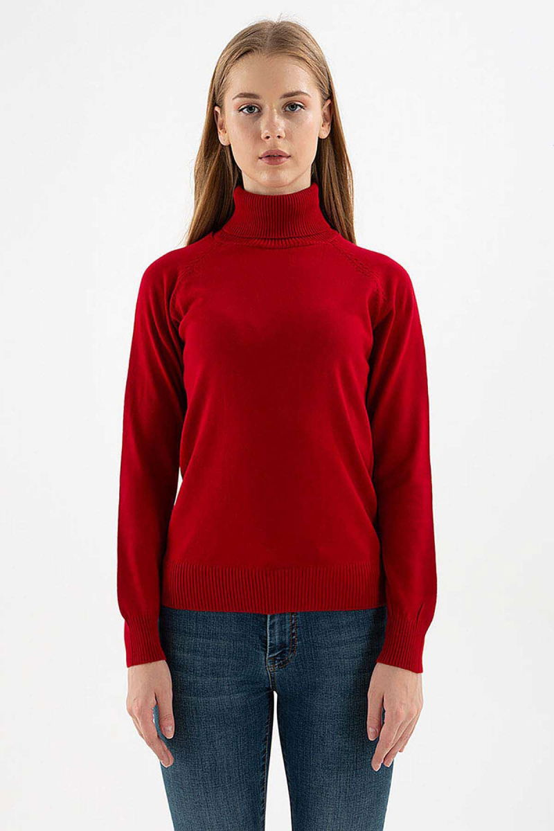 Fashion Friends Kadın Balıkçı Yaka Kazak 23K0401K1 Bordo - 4