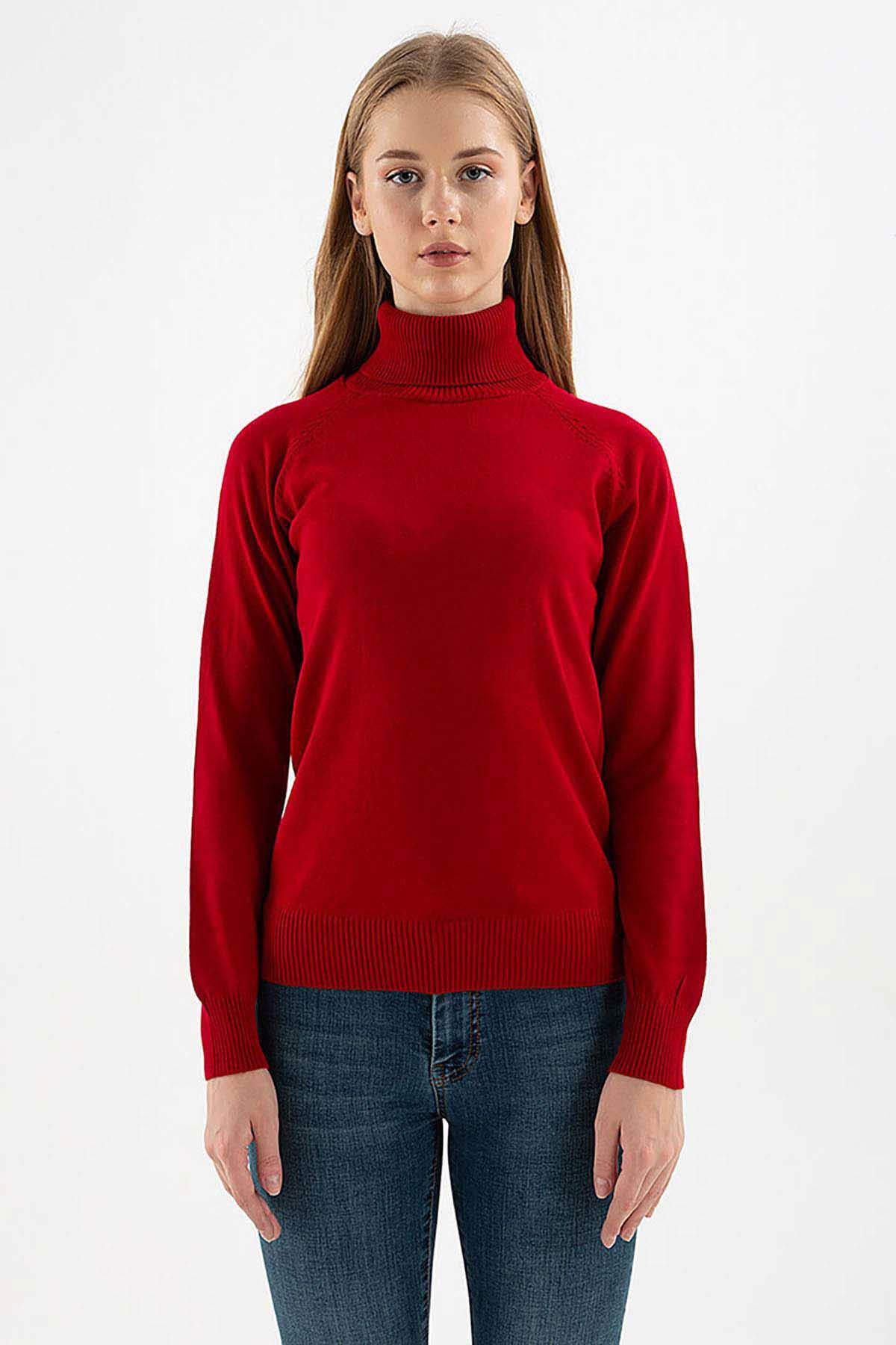 Fashion Friends Kadın Balıkçı Yaka Kazak 23K0401K1 Bordo - 4