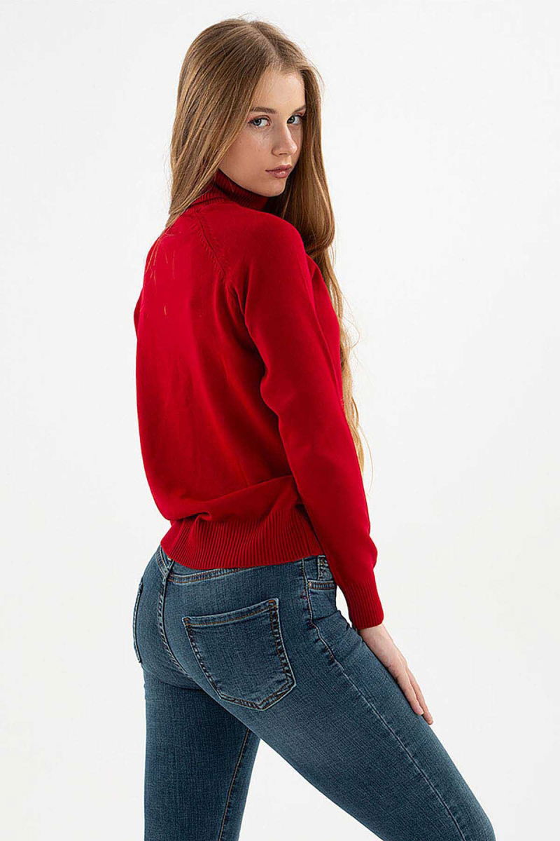 Fashion Friends Kadın Balıkçı Yaka Kazak 23K0401K1 Bordo - 5