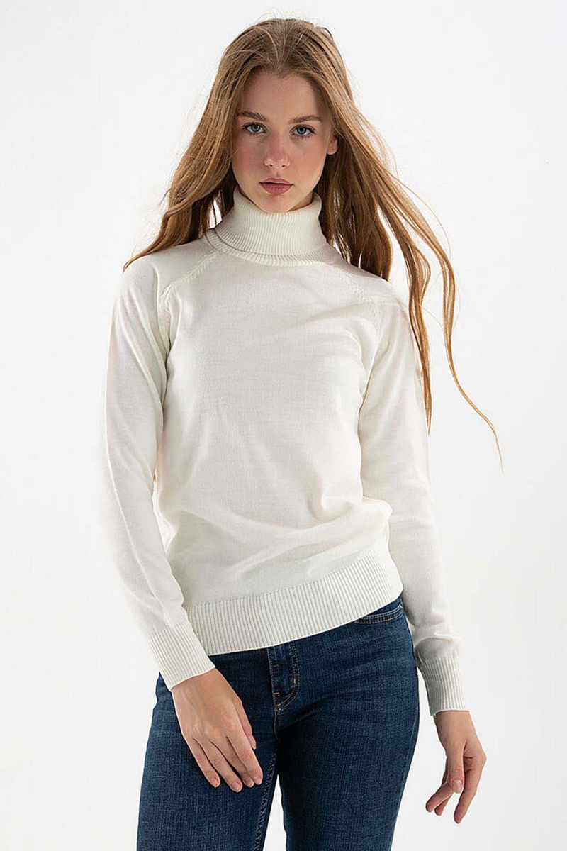 Fashion Friends Kadın Balıkçı Yaka Kazak 23K0401K1 Ekru - Fashion Friends