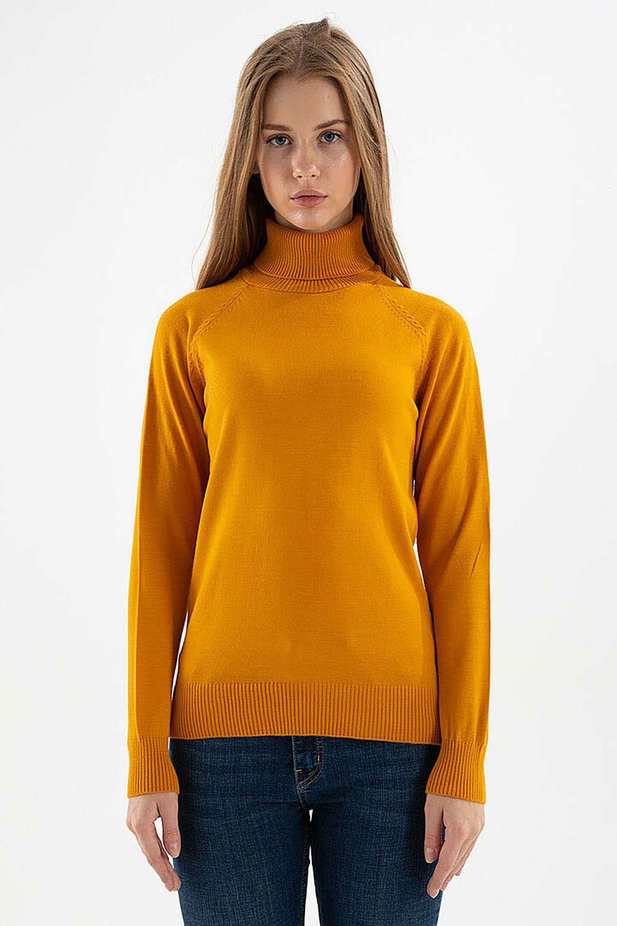 Fashion Friends Kadın Balıkçı Yaka Kazak 23K0401K1 Hardal - 4