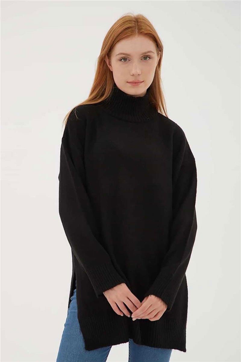 Fashion Friends Kadın Balıkçı Yaka Uzun Kazak 23K0280K1 Siyah - Fashion Friends