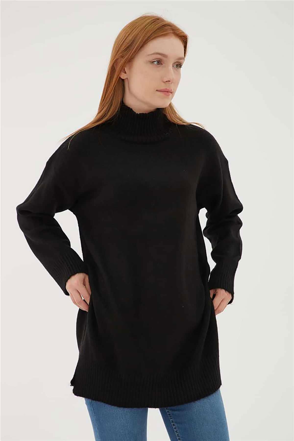 Fashion Friends Kadın Balıkçı Yaka Uzun Kazak 23K0280K1 Siyah - 2