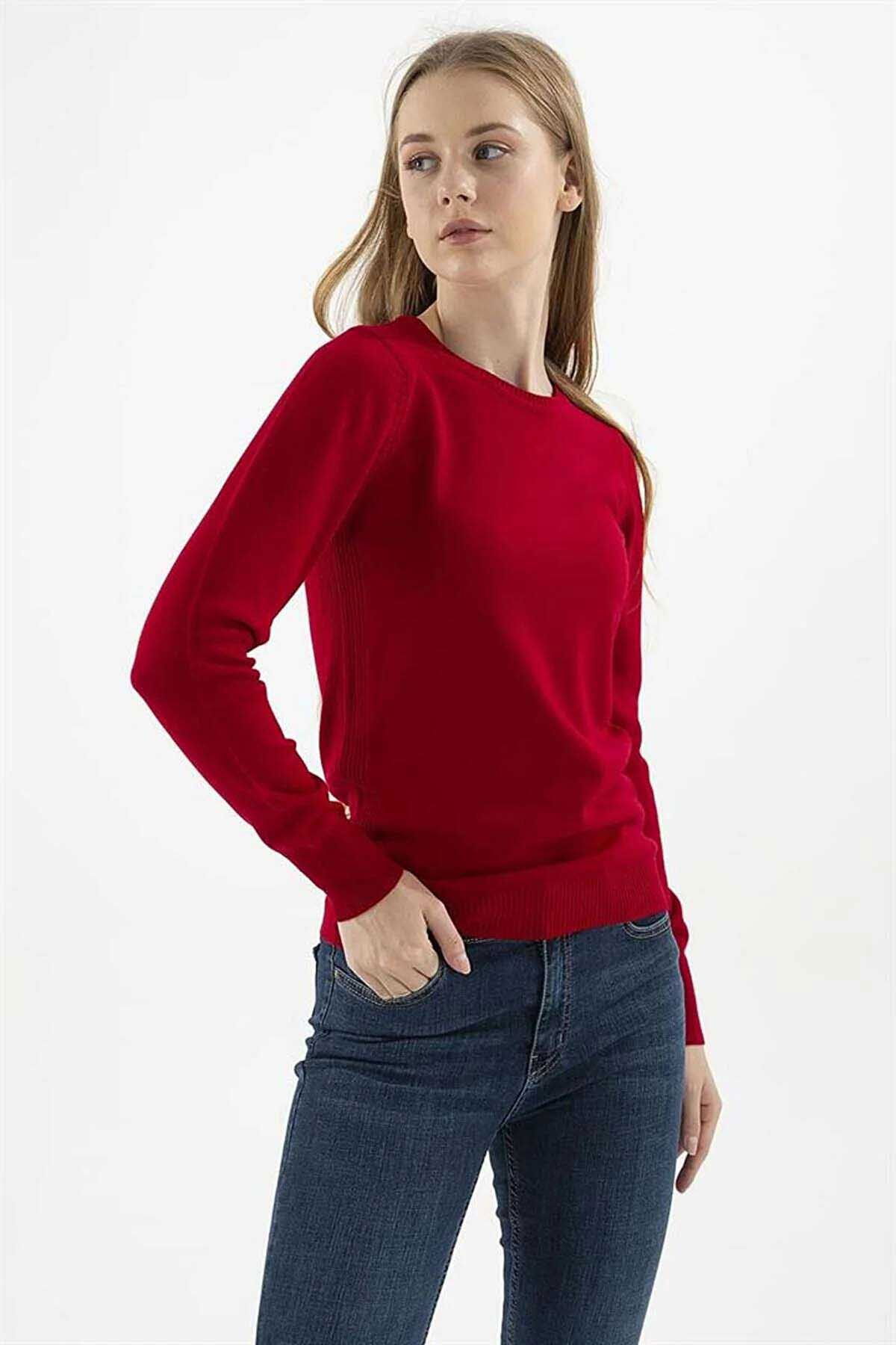 Fashion Friends Kadın Bisiklet Yaka Kazak 23K0245K1 Bordo - 1