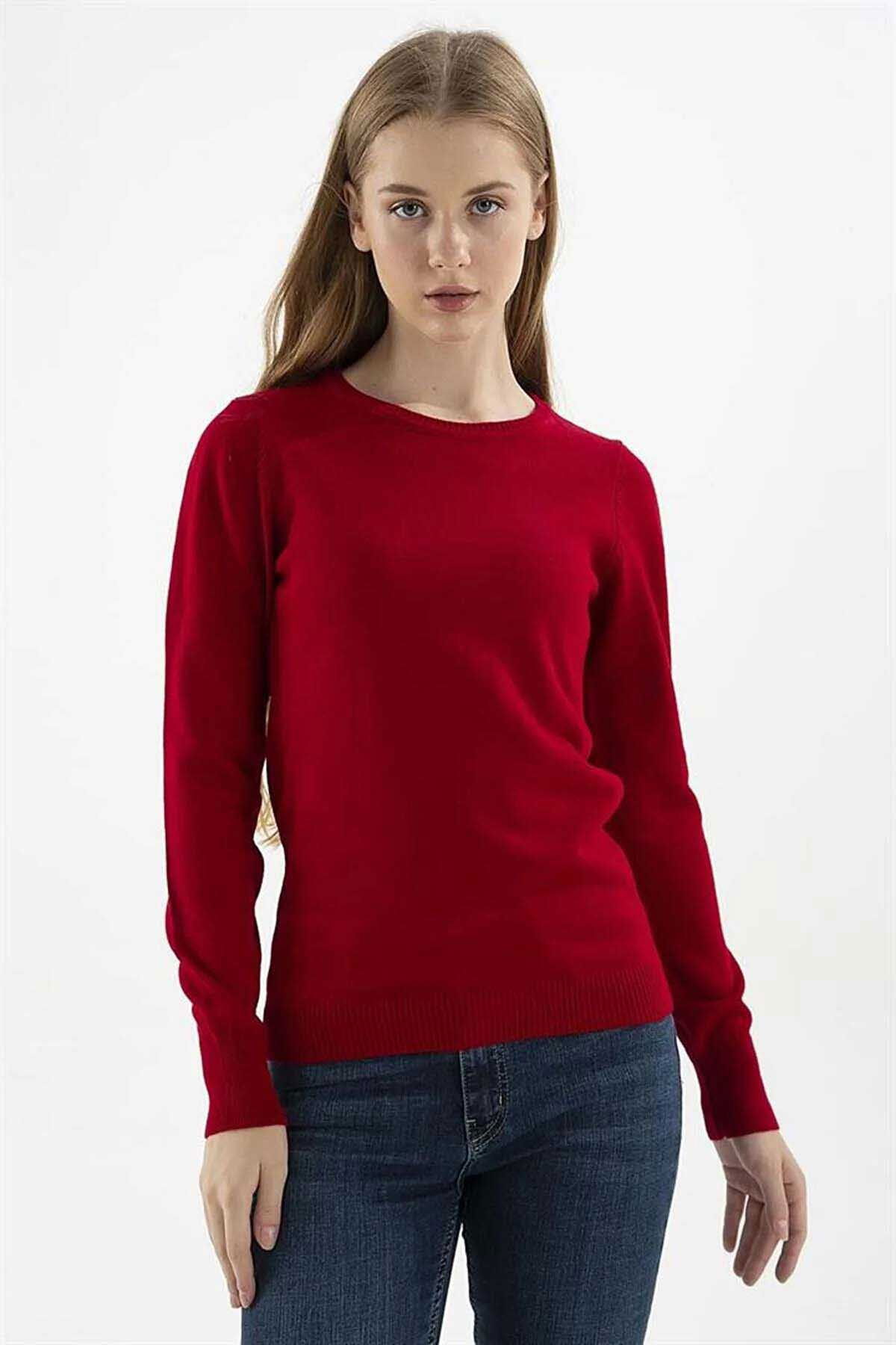 Fashion Friends Kadın Bisiklet Yaka Kazak 23K0245K1 Bordo - 2