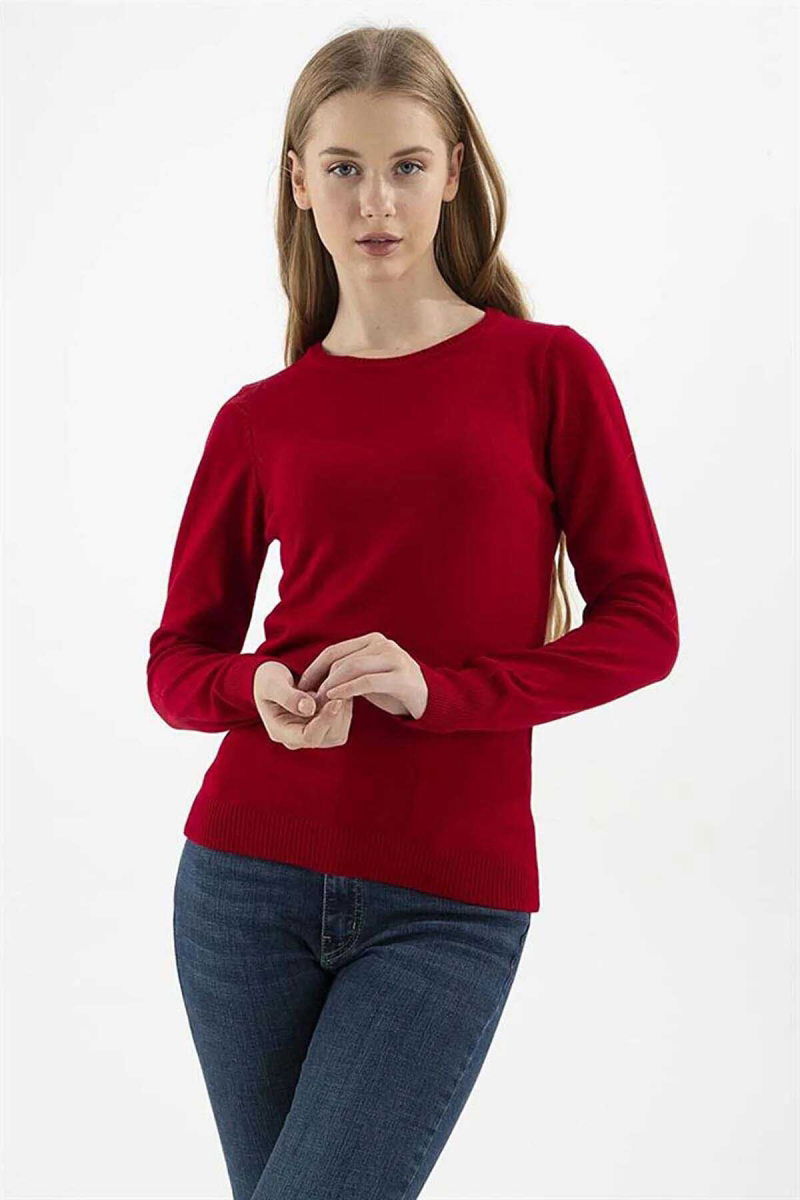 Fashion Friends Kadın Bisiklet Yaka Kazak 23K0245K1 Bordo - 3