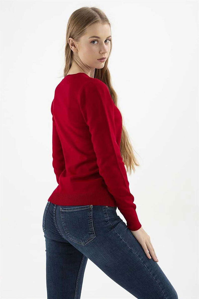 Fashion Friends Kadın Bisiklet Yaka Kazak 23K0245K1 Bordo - 4