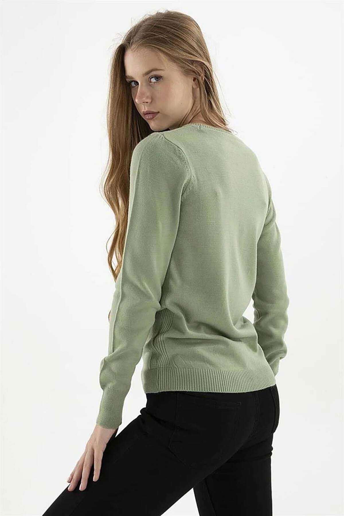 Fashion Friends Kadın Bisiklet Yaka Kazak 23K0245K1 Çağla - 4