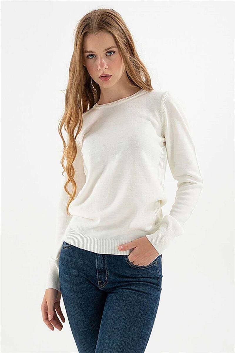 Fashion Friends Kadın Bisiklet Yaka Kazak 23K0245K1 Ekru - 2